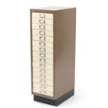 Bisley fifteen drawer filing cabinet, 94cm H x 28cm W x 41cm D :For Further Condition Reports Please