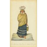V Feneck - Maltese lady, 19th century watercolour, mounted, framed and glazed, 15cm x 8.5cm :For