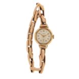 Ladies 9ct gold Mowbre wristwatch with 9ct gold strap, 17.7g :For Further Condition Reports Please