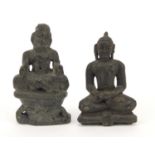 Two carved stone figures of Buddha, Burmese or Tibetan, the largest 6.5cm high :For Further
