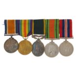 British military World War I and World War II five medal group including Victory medal awarded to