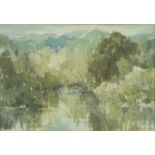 Osmond Hick Bissell 1964 - In the valley of the Teme, watercolour, inscribed verso, mounted,