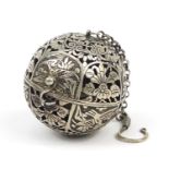 Chinese silver coloured metal incense holder, 5.5cm in diameter :For Further Condition Reports