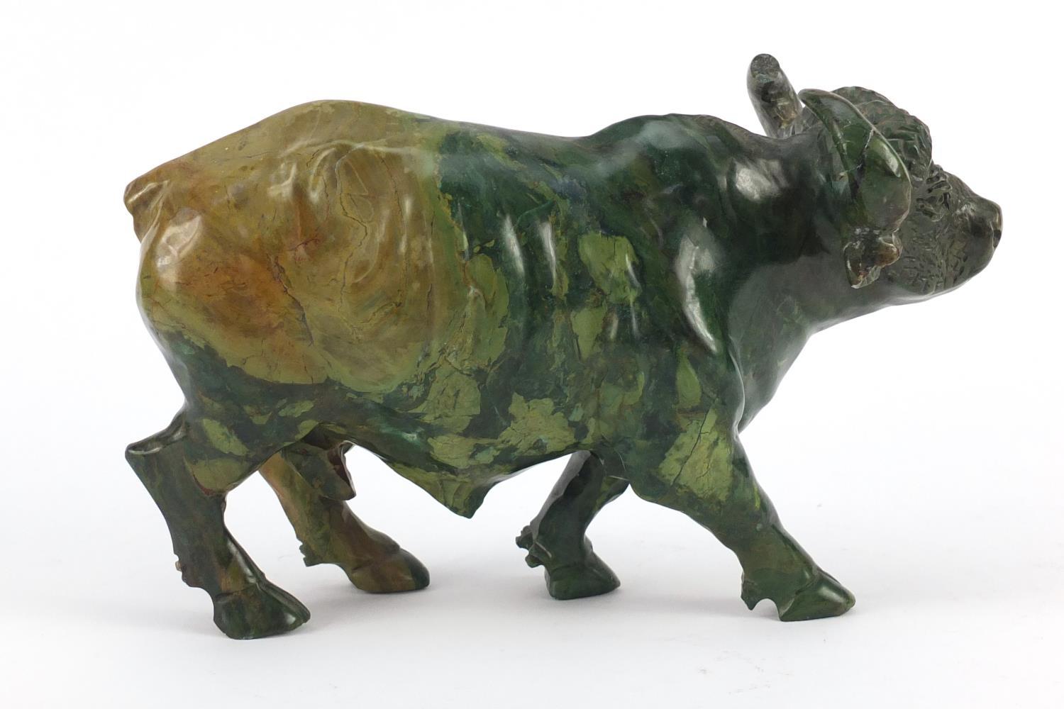 Chinese malachite carving of a water buffalo, 25cm in length :For Further Condition Reports Please - Image 5 of 9