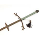 Two medieval style Zweihander swords, the largest 128cm in length :For Further Condition Reports