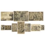 Ten Old Master engravings including and example after Heinrich Aldegrever, each unframed, the