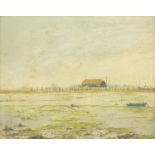 Brian Wright - Low tide, Bosham Harbour, inscribed verso, framed, 20cm x 16cm :For Further Condition