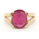 9ct gold ruby solitaire ring, size N, 5.7g :For Further Condition Reports Please Visit Our