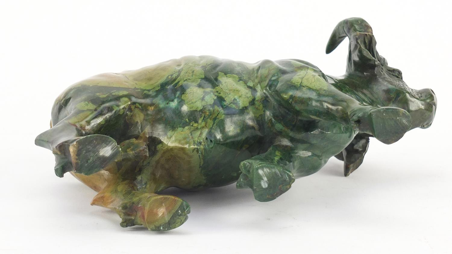 Chinese malachite carving of a water buffalo, 25cm in length :For Further Condition Reports Please - Image 7 of 9