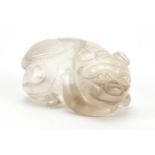 Chinese rock crystal carving of a mythical lion, 5cm wide :For Further Condition Reports Please