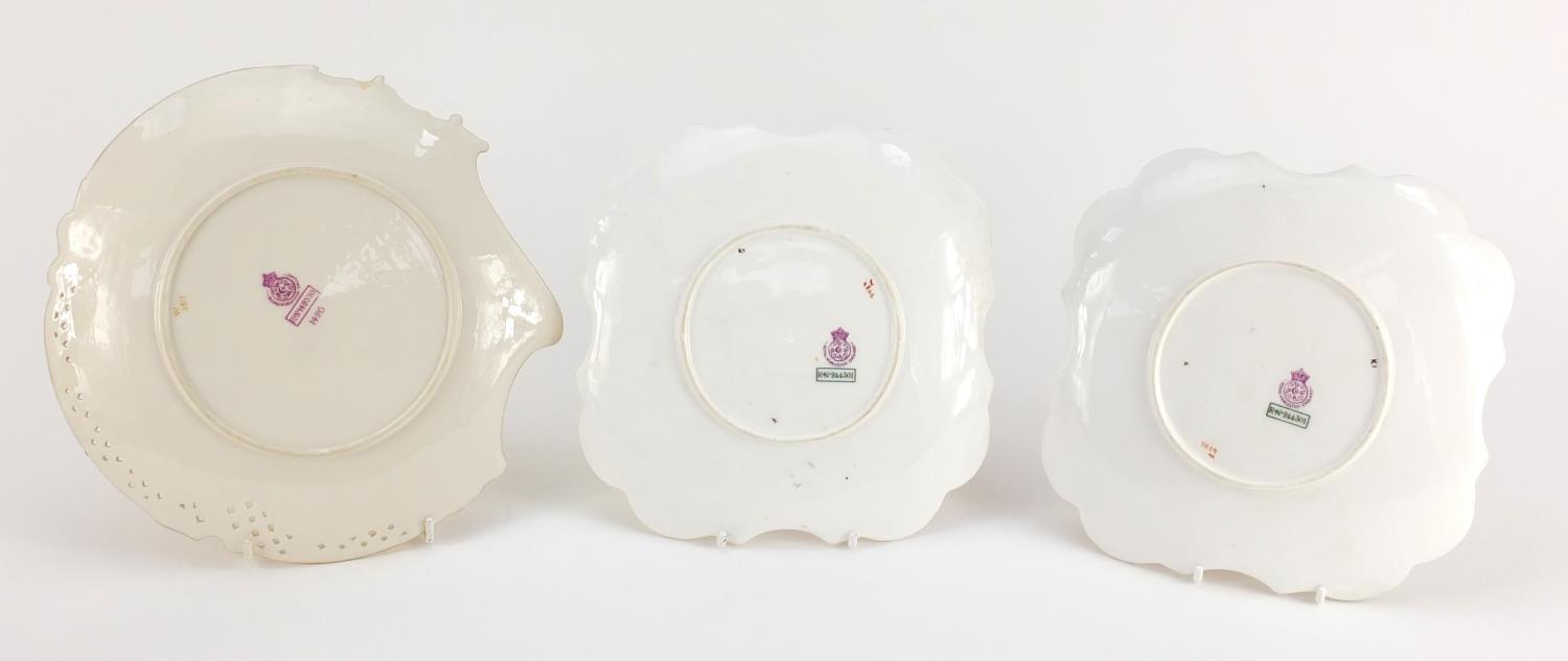 Royal Worcester blush ivory comprising three plates, bud vase and ewer, each decorated with flowers, - Image 13 of 13