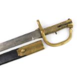 Military interest Baker rifle bayonet with scabbard, impressed OSBORNE to the spine and numbered 305