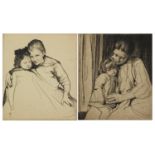 William Le Hankey - Mother and child, two pencil signed dry point etchings with embossed stamps,