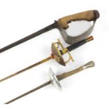 Military interest sword and two fencing foils :For Further Condition Reports Please Visit Our