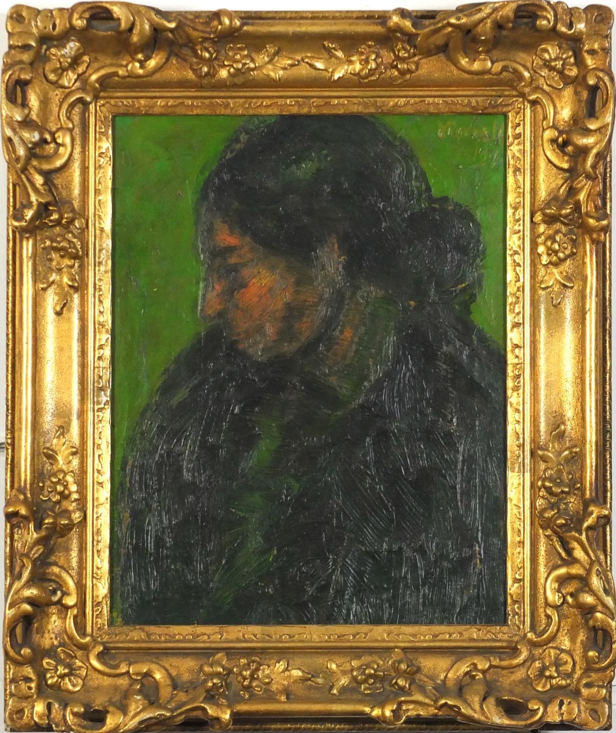 Manner of Isidre Nonell - Top half portrait of a female, Continental school oil on canvas, framed, - Image 2 of 3