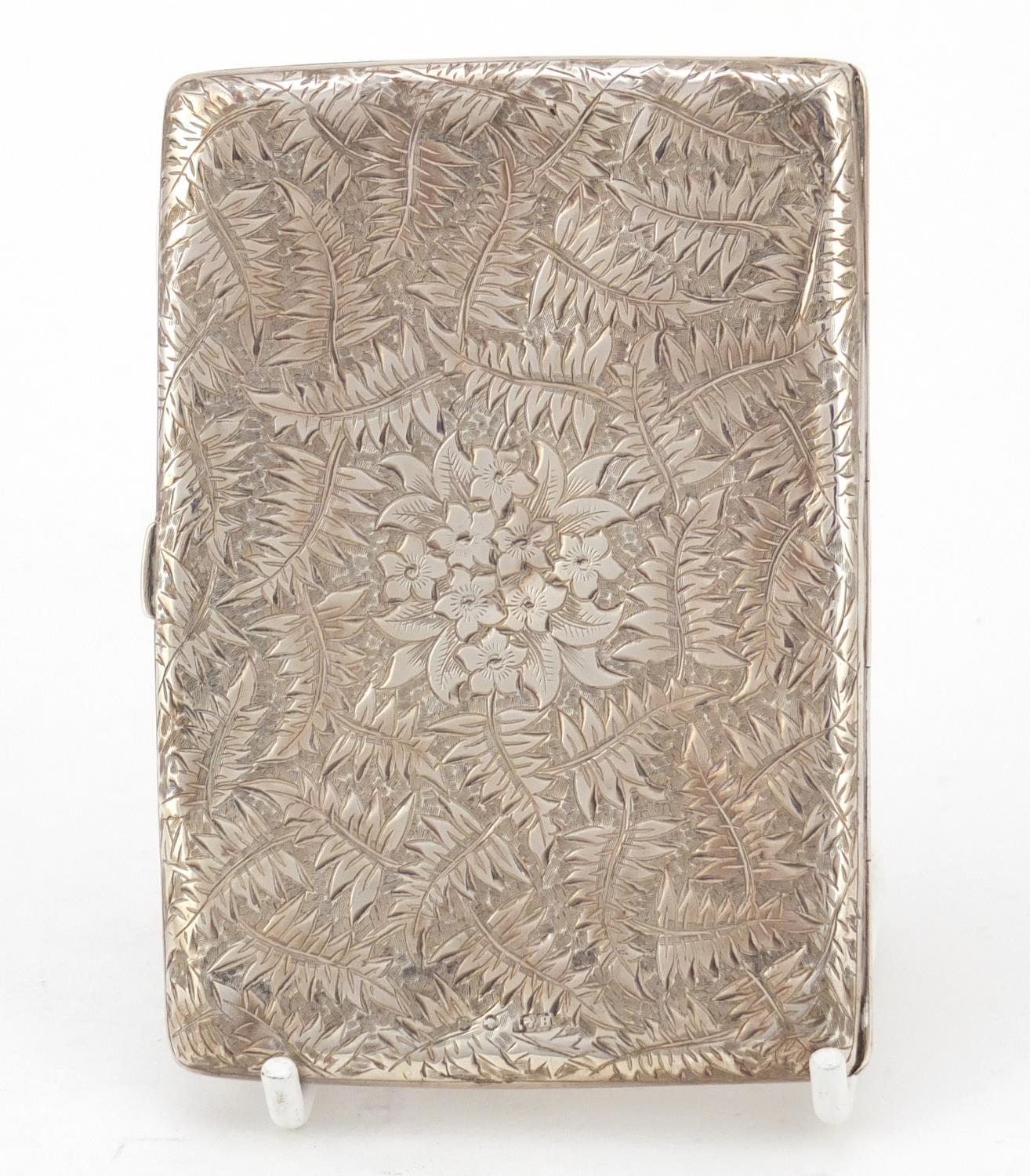 Victorian silver concertina card case, by Hilliard & Thomason, engraved and embossed with ferns, - Image 8 of 8