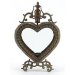 Ornate copper love heart design candle holder, 46.5cm high :For Further Condition Reports Please