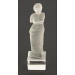 Sabino style frosted and clear glass seal in the form of Venus de Milo, 7cm high :For Further
