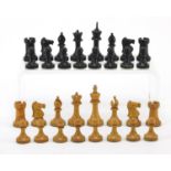 Boxwood and ebonised chess set, the largest piece 6cm high :For Further Condition Reports Please