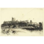 Fred Farrell - Royal Windsor, pencil signed black and white etching, label verso, mounted, framed