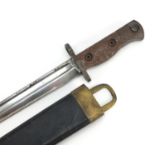 Military interest bayonet with associated scabbard, 32.5cm in length :For Further Condition