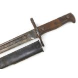 Swiss military interest M1889 bayonet with scabbard by Maschinenfabrick Bern, impressed 105657 to