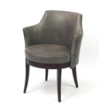 Contemporary Morgan slate leather chair with swept tapering legs, 81cm high :For Further Condition