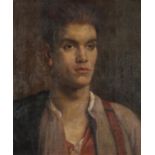 Portrait of young man, Russian school oil on board, framed, 60cm x 49.5cm :For Further Condition