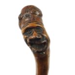 Folk Art naturalistic walking stick with carved figural pommel, 96cm in length :For Further