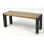 Industrial design light ash and iron bench / coffee table, 45cm H x 110cm W x 40cm D :For Further