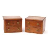 Pair of miniature walnut two drawer chests, each 17cm H 22.5cm W x 18cm D :For Further Condition