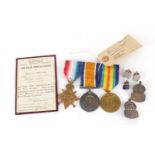 British Military World War I medal group comprising a trio awarded to GS-6693PTE.A.J.STEVENSON.4-D.