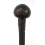 African hardwood Zulu warrior Knobkerrie with wire bound shaft, 74cm in length :For Further
