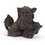 Chinese patinated bronze Foo dog, 19cm wide :For Further Condition Reports Please Visit Our Website-