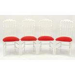 Set of four contemporary Italian chairs with red upholstered seats by Modonutti, each 102cm high :