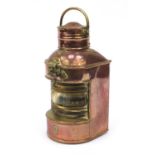 Copper and brass ship's lantern, 30cm high :For Further Condition Reports Please Visit Our