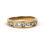 9ct gold clear stone half eternity ring, size S, approximate weight 3.9g :For Further Condition