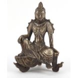 Chinese silver coloured metal figure of a deity, 23.5cm high :For Further Condition Reports Please