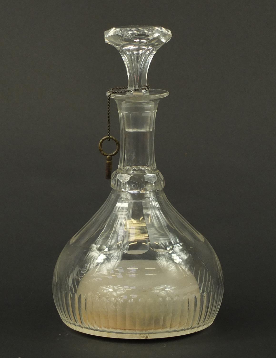 Victorian cut glass musical decanter with swiss music box playing two tunes, 30cm high :For - Image 2 of 7