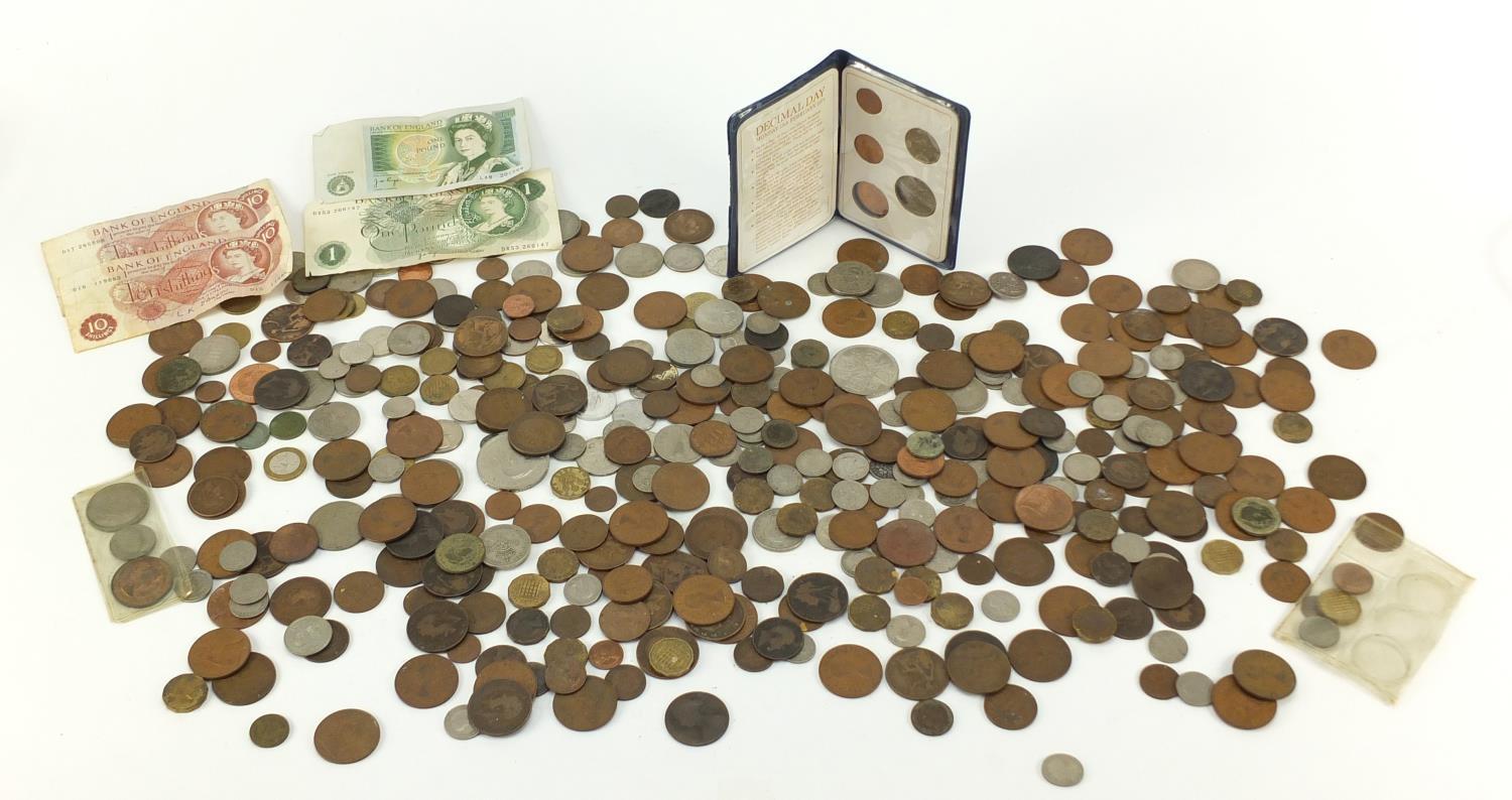 Antique and later British and world coinage and bank notes including crowns :For Further Condition