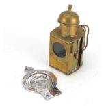 Royal East African Automobile Association car badge and brass lantern, largest 15.5cm high :For