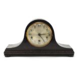 Napoleon hat shaped Westminster chiming mantel clock with Arabic numerals, 39cm wide :For Further