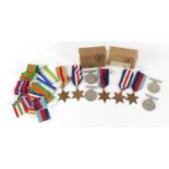 Nine British military World War II medals and two boxes of issue :For Further Condition Reports