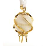 Gold coloured metal egg design pendant, 3cm high :For Further Condition Reports Please Visit Our