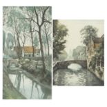 Roger Hebbelinck - Bruges and one other, two pencil signed limited editon etchings, each mounted,