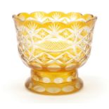 Bohemian amber flashed cut glass bowl, 16cm high x 18.5cm in diameter : For Condition Reports Please