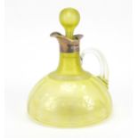 Victorian uranium glass decanter with silver spout by Brockwell & Son, London 1895, 20cm high :