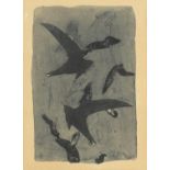 George Braque - Birds in flight, etching, label verso, mounted, framed and glazed, 37.5cm x 28cm :