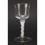 18th century wine glass goblet with double opaque twist stem, 17.5cm high : For Condition Reports