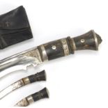 Kukri knife with leather sheath, 43cm in length : For Condition Reports Please Visit Our Website,